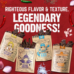 Righteous Felon variety pack laid flat displaying individual flavor pouches and portion control