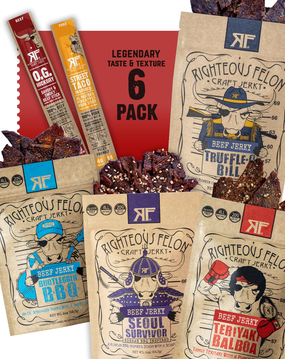 Righteous Felon front packaging showing six-pack gift presentation and premium appeal
