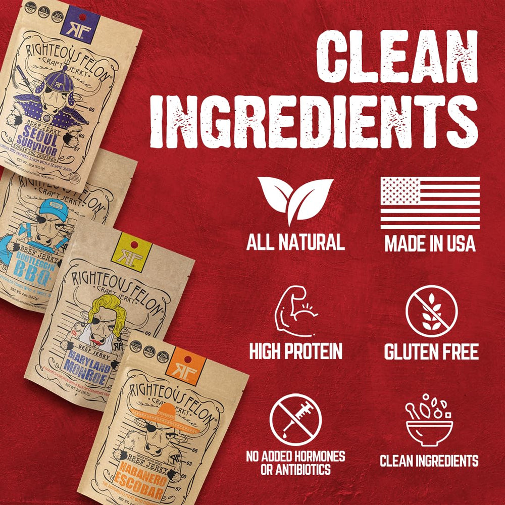 Righteous Felon meat sticks in a backpack outdoors for portable, high-protein energy