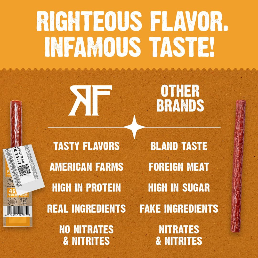 Righteous Felon size comparison next to a hand to show single-serve portion