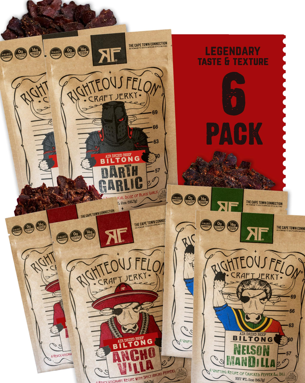 Righteous Felon front packaging showing variety pack and bold branding benefit clarity