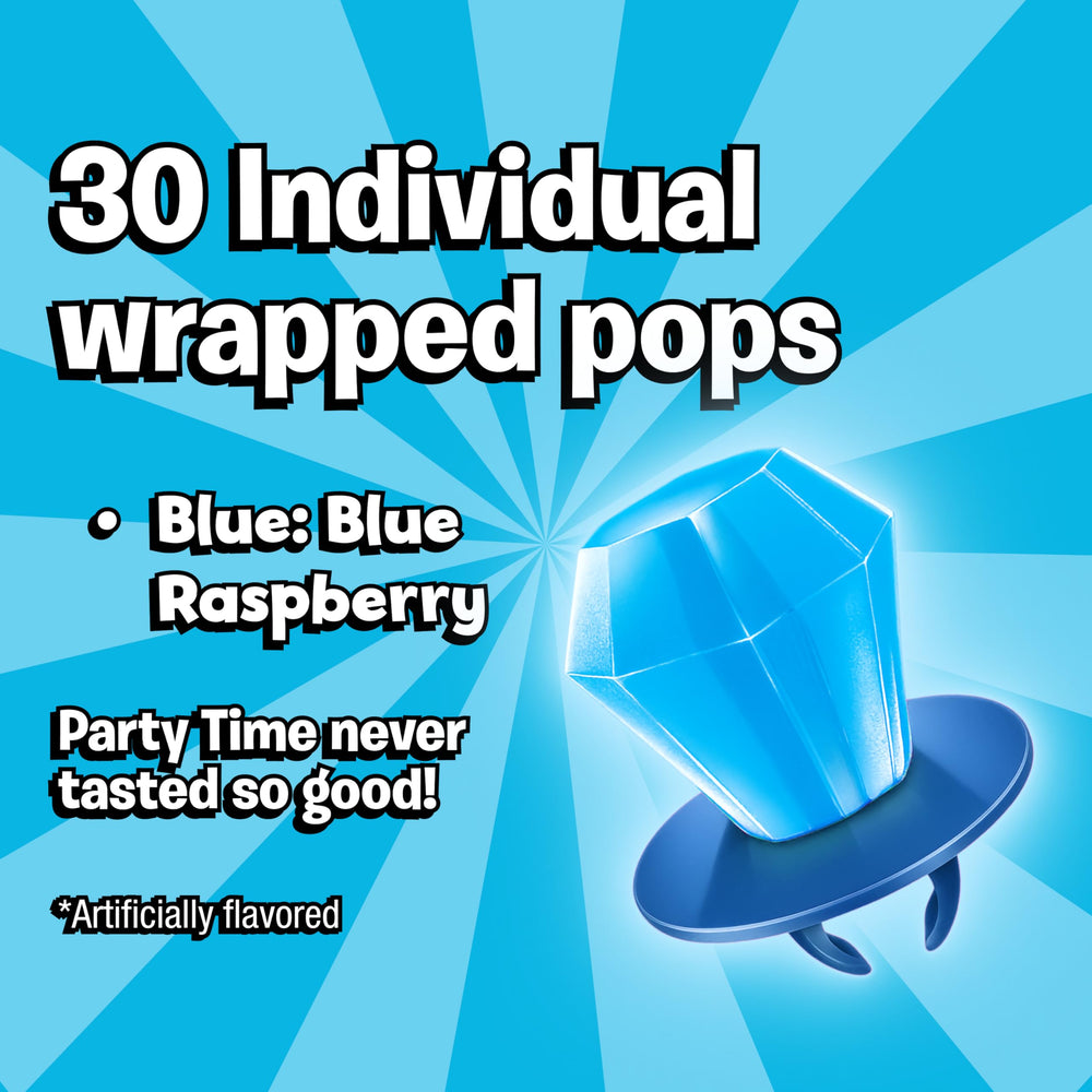 Ring Pop blue candy gem close-up highlighting glossy texture