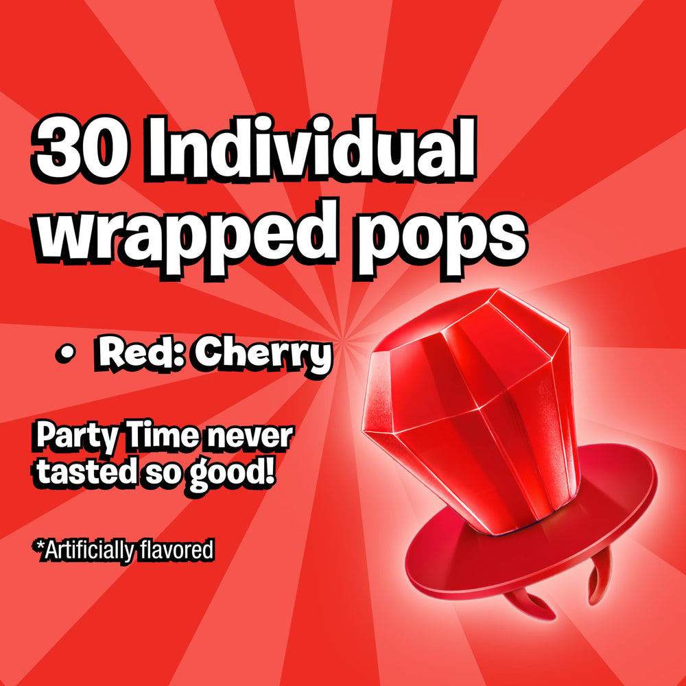 Ring Pop close-up of red candy gem highlighting glossy texture and appeal