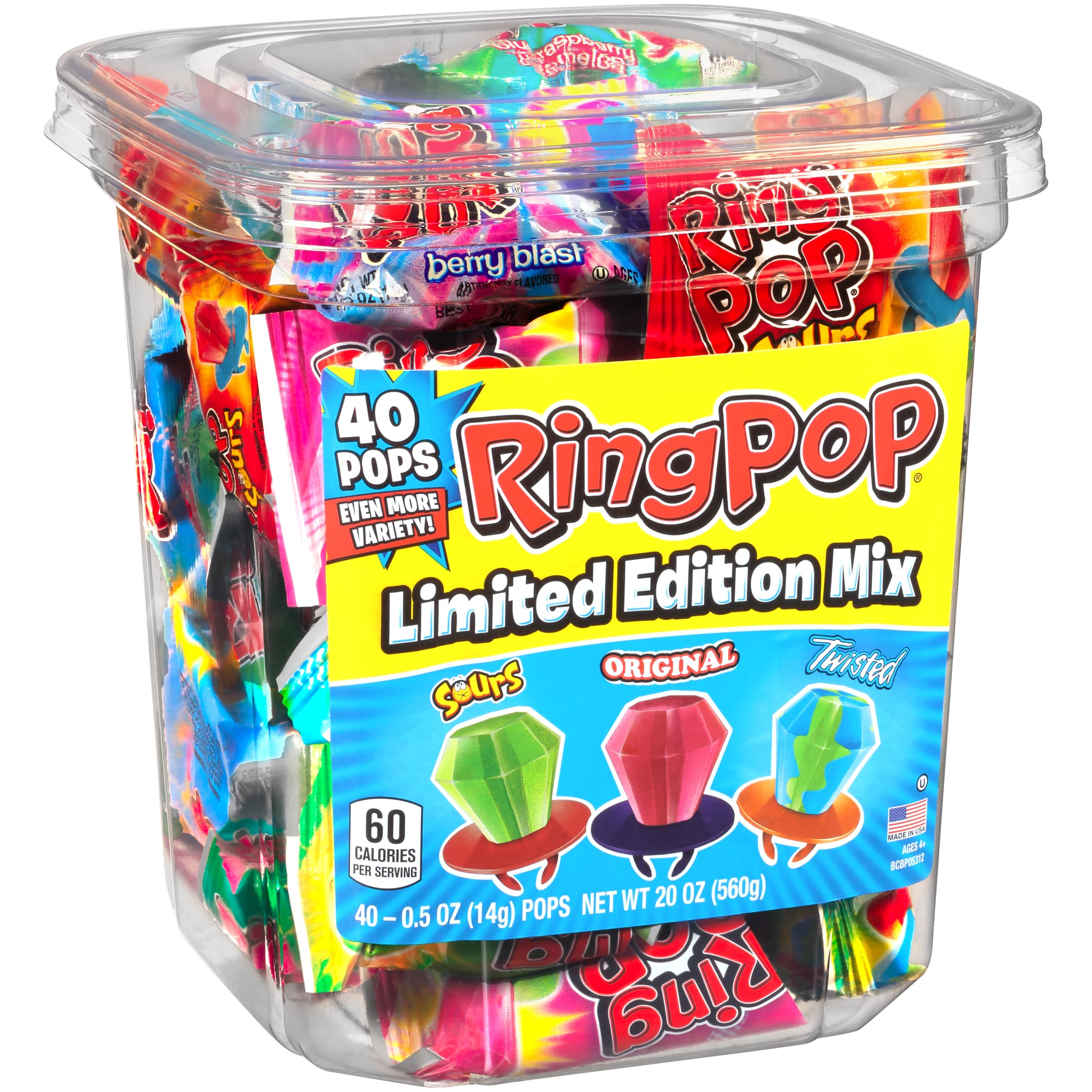 Ring Pop close-up of hard candy surface and color — brand vivid detail