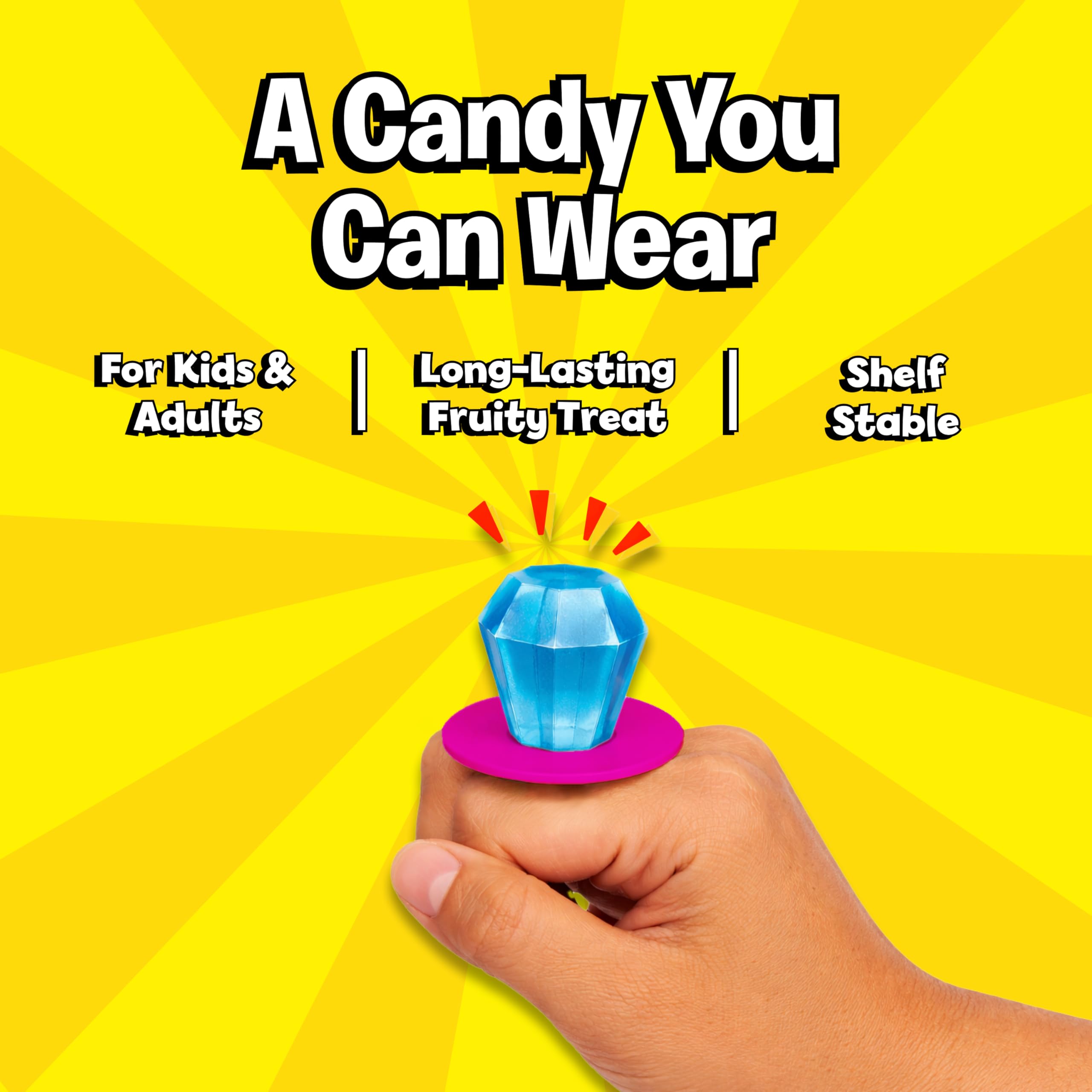 Ring Pop assortment spread showing six flavors and colorful options, brand variety benefit