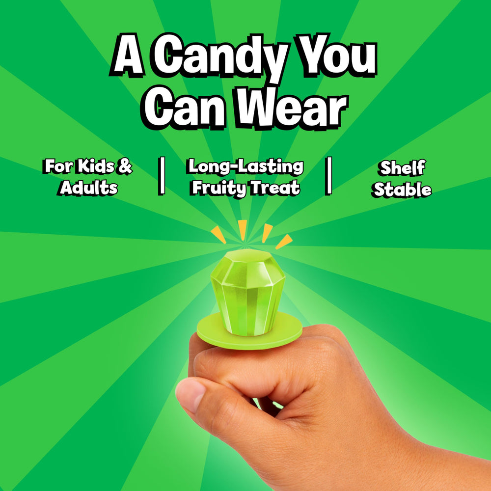 Child wearing Ring Pop Colorfest Green enjoying treat, playful and shareable fun