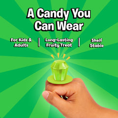 Child wearing Ring Pop Colorfest Green enjoying treat, playful and shareable fun