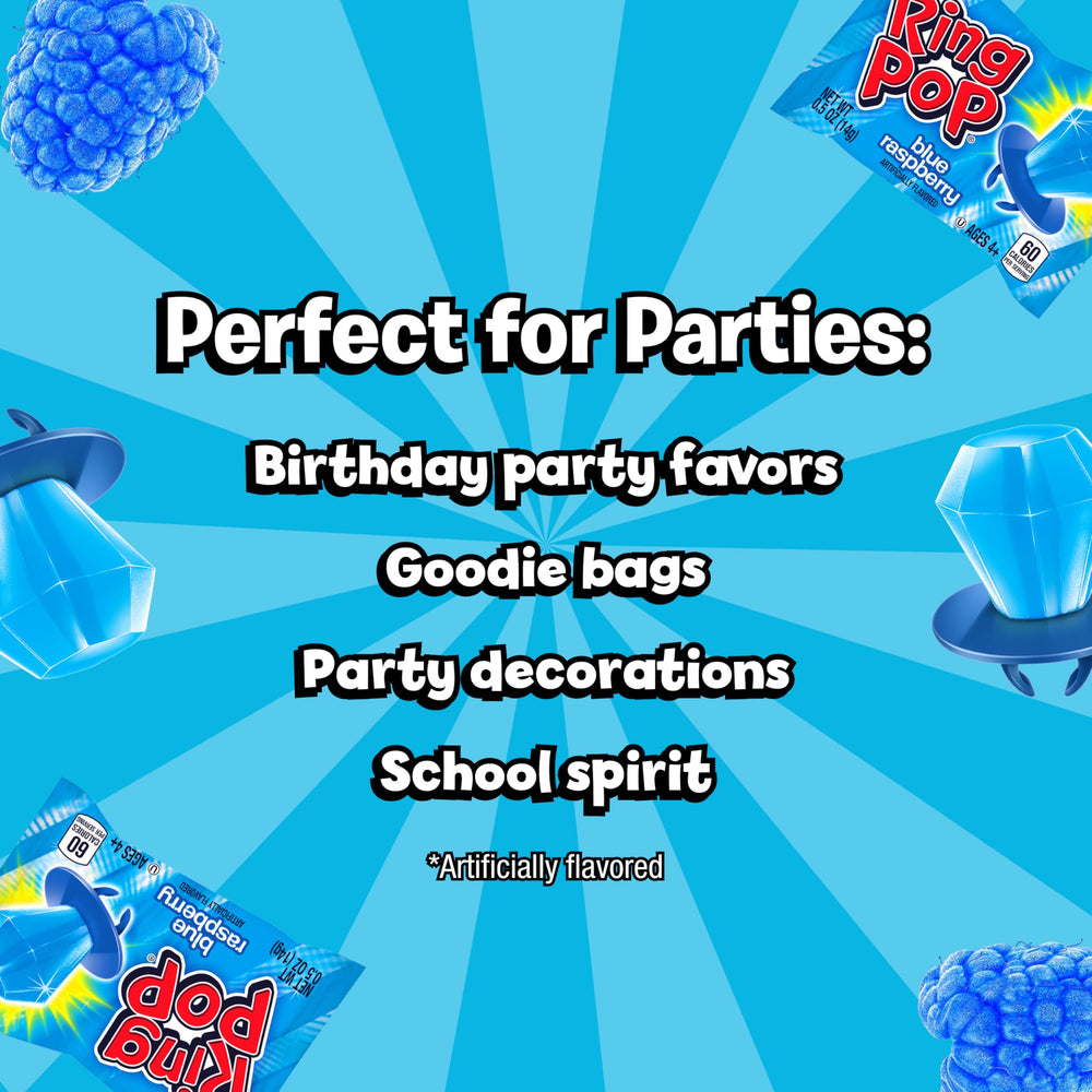 Ring Pop displayed on dessert table adding blue-themed decoration and visual appeal
