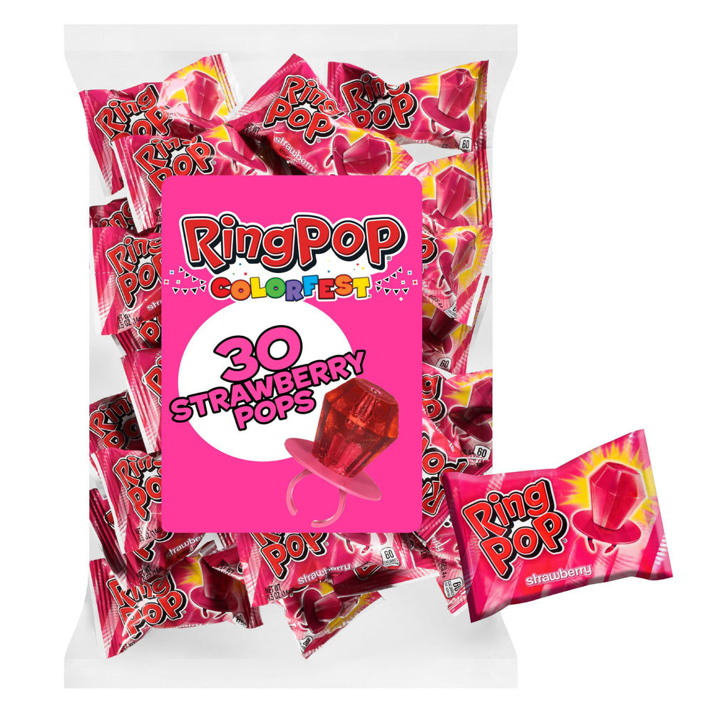 Ring Pop pouch front showing brand and 30-count for easy party planning