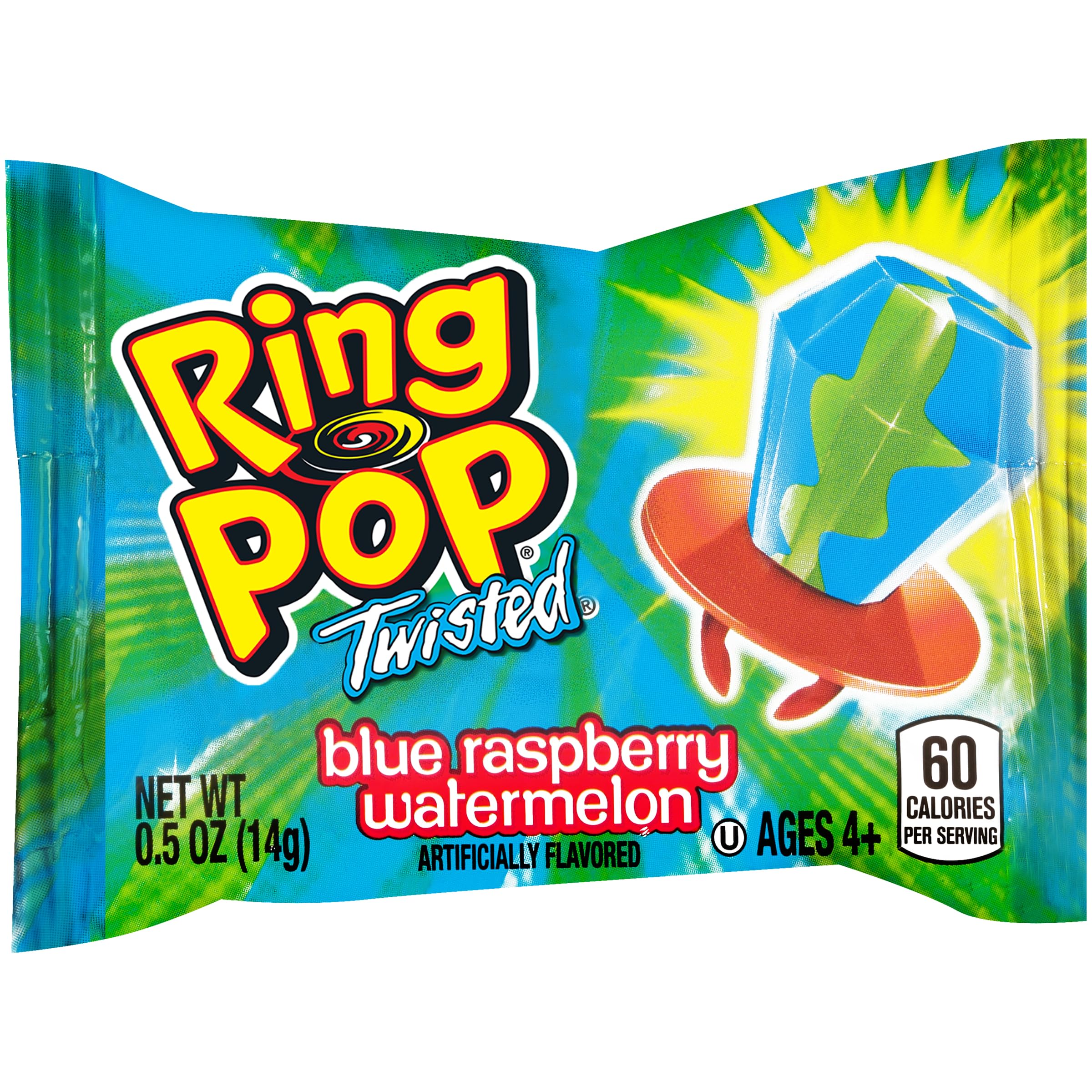 Ring Pop next to ruler for size comparison — brand portion clarity