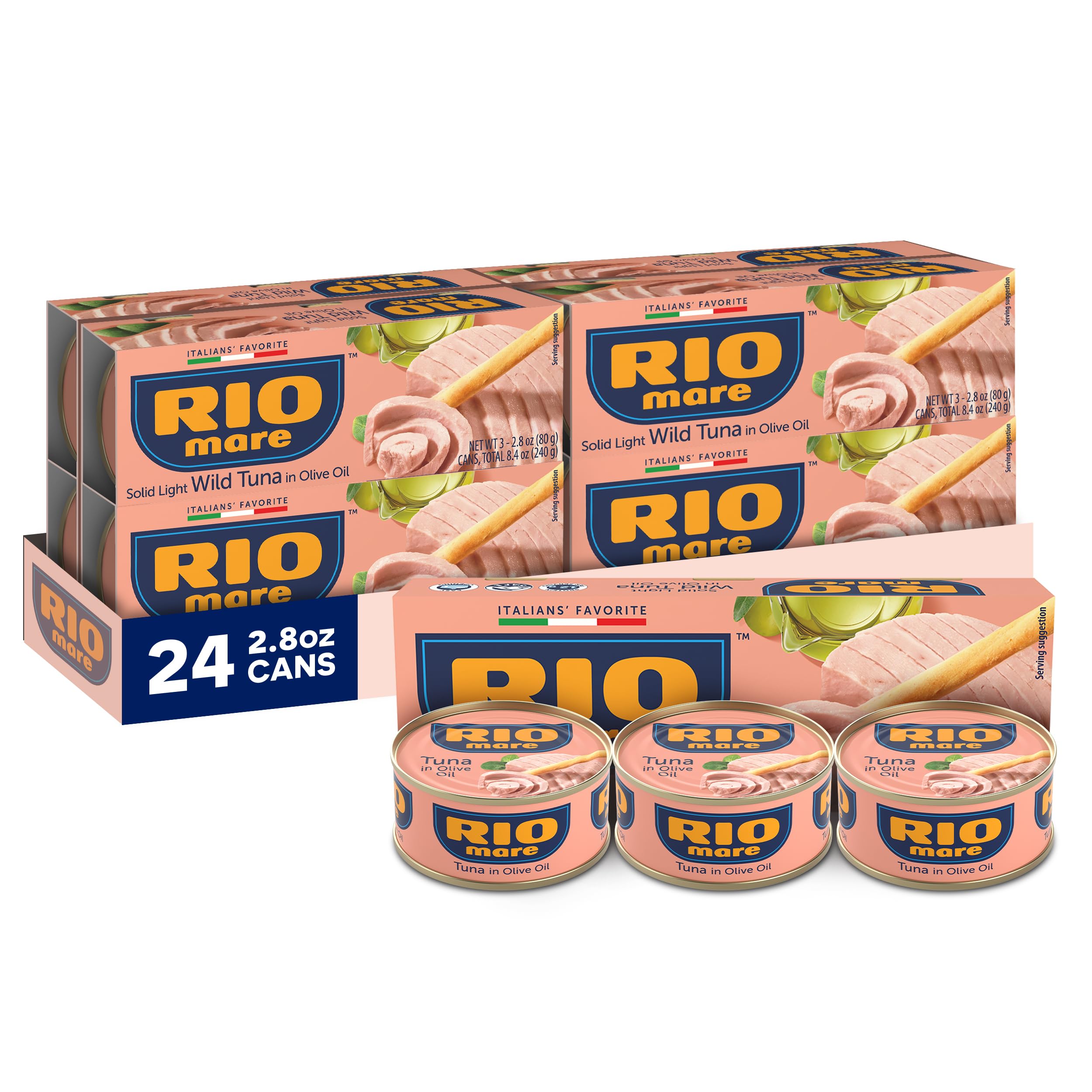 Rio Mare front can pack showing brand and 24-can value for pantry convenience