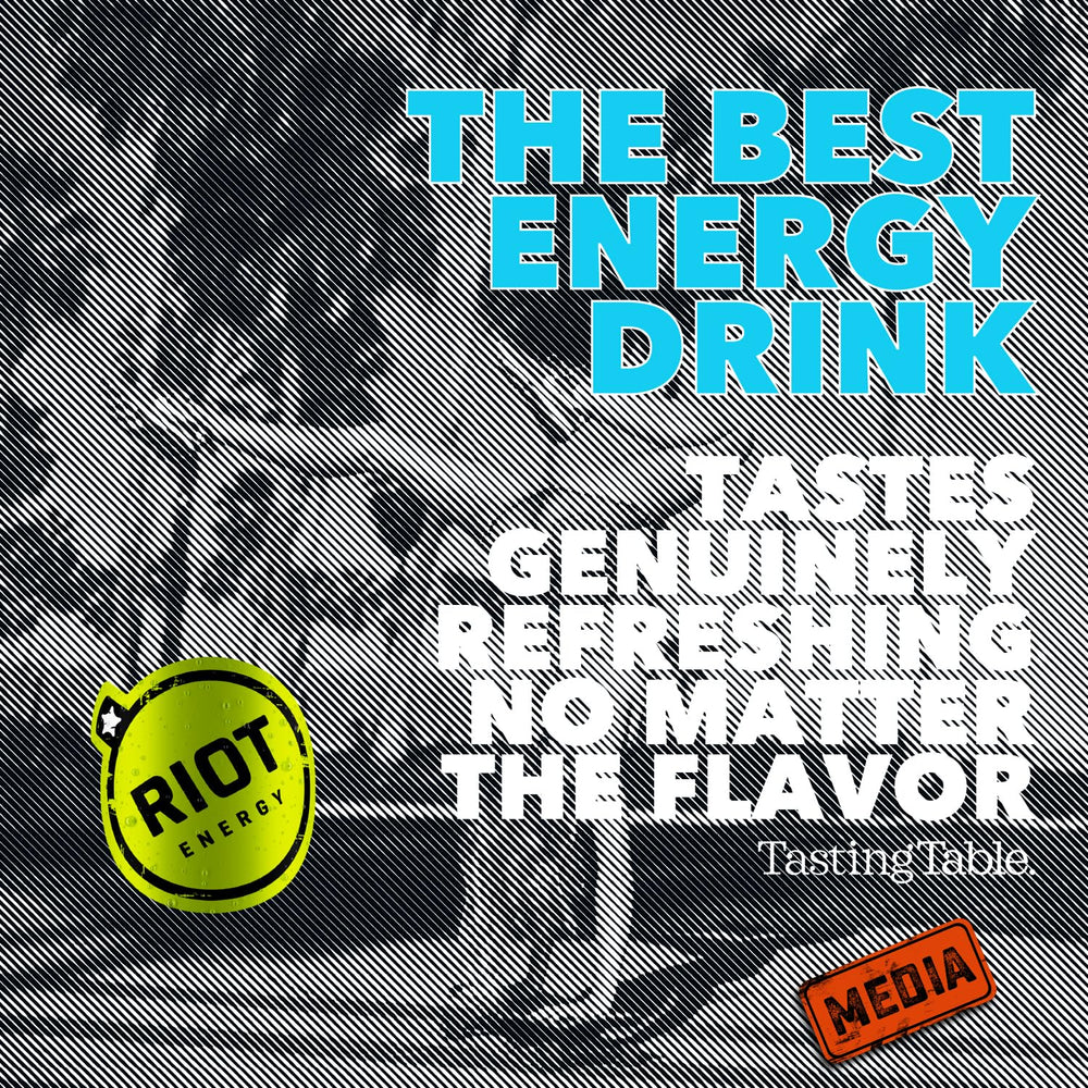 RIOT Energy can in hand showing 16 fl oz scale and convenient portioning