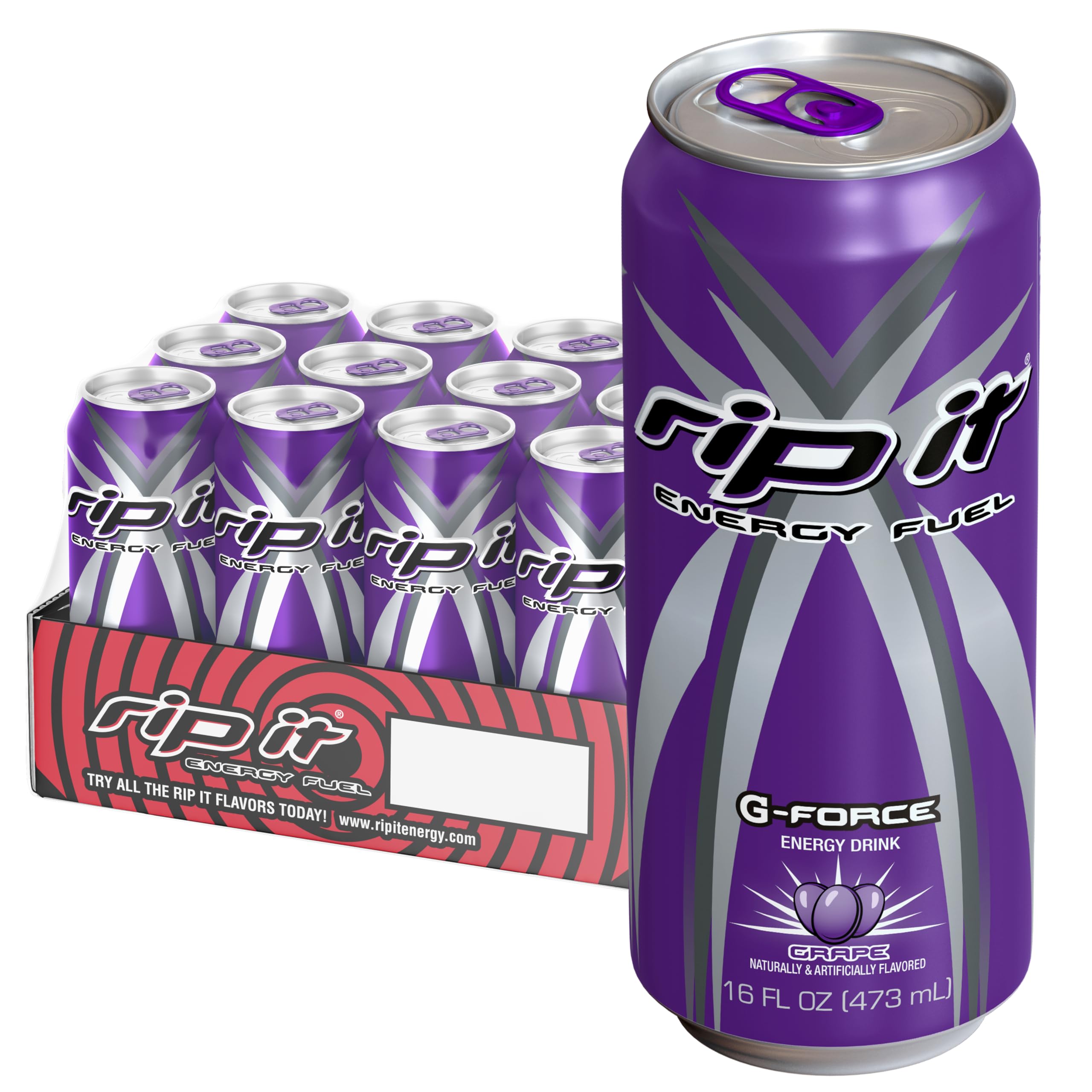 Rip It G-Force front packaging showing bold grape label and can design for quick recognition