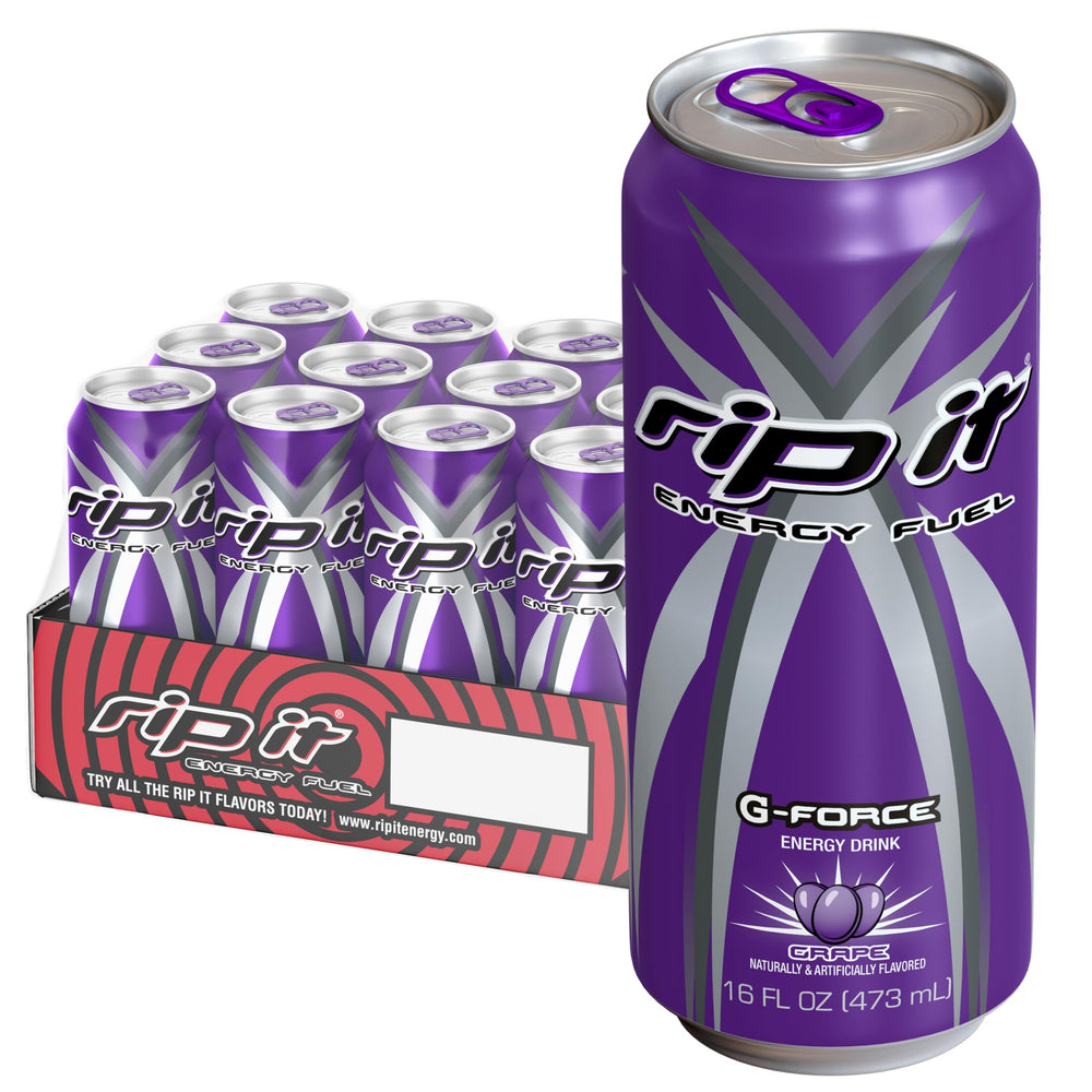 Rip It G-Force front packaging showing bold grape label and can design for quick recognition