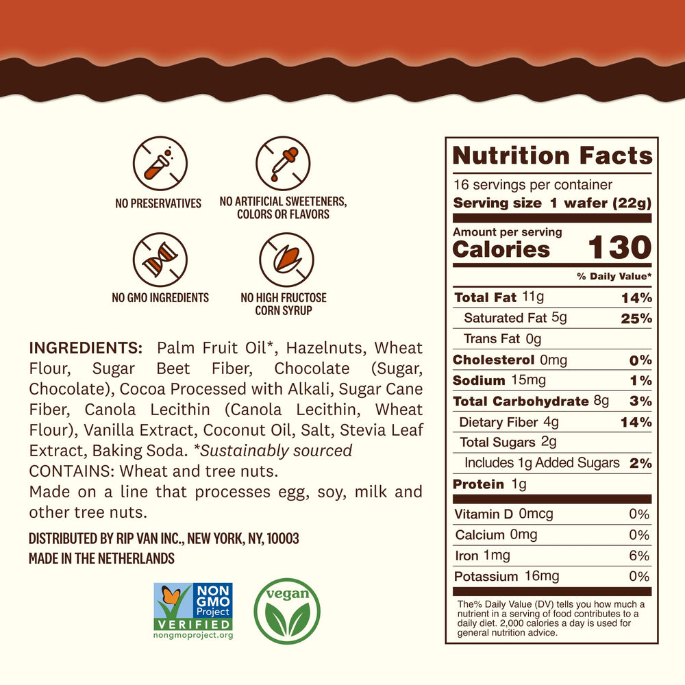 Rip Van nutrition label demonstrating low sugar and calorie information