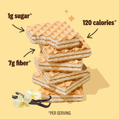 Rip Van Wafels wafer cross-section showing layers and fiber-rich texture benefit