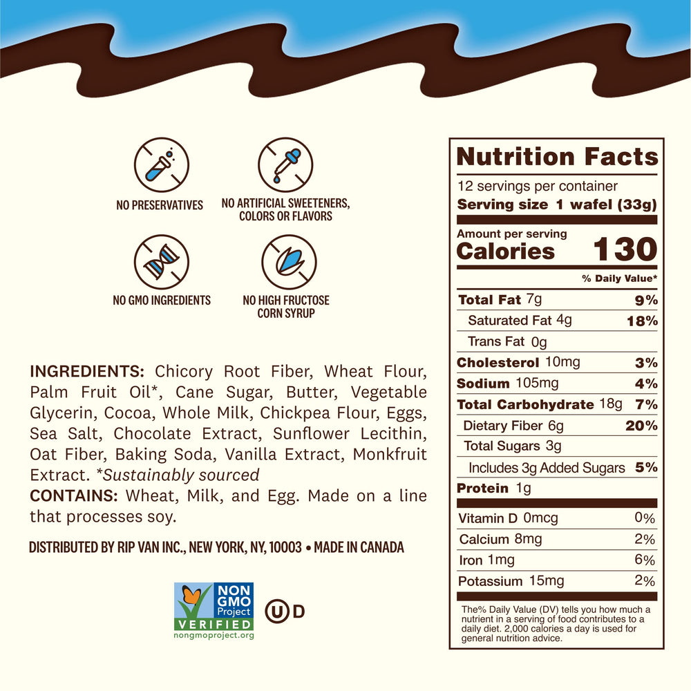 Rip Van Wafels filling cross-section revealing creamy cookies-and-cream center for flavor balance