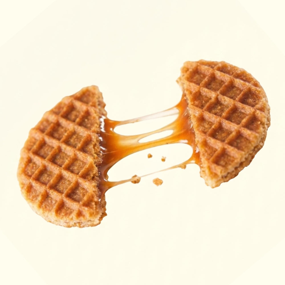 Rip Van Wafels on an office desk illustrating convenient healthy snack at work
