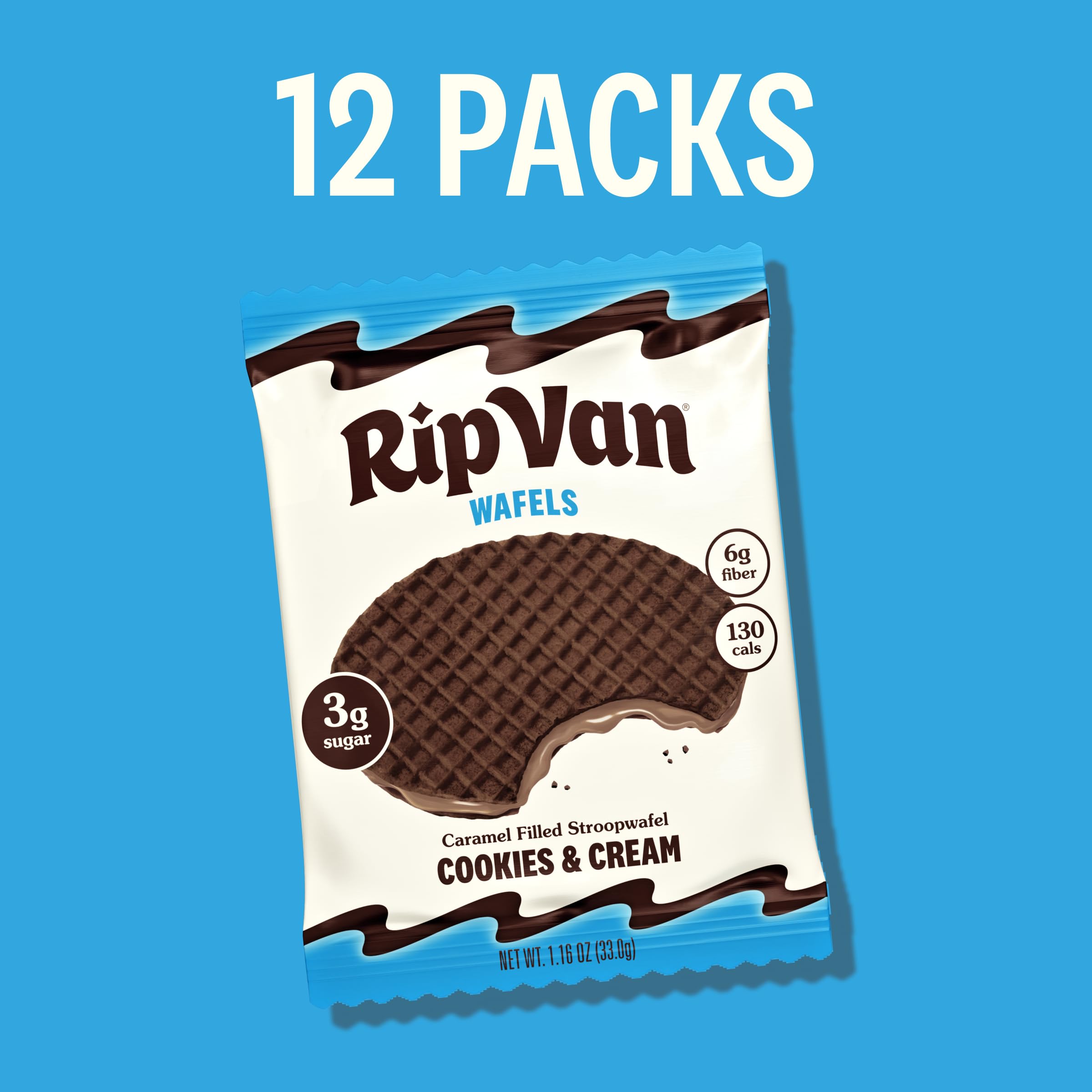 Rip Van Wafels on an office desk as a convenient low-sugar break option