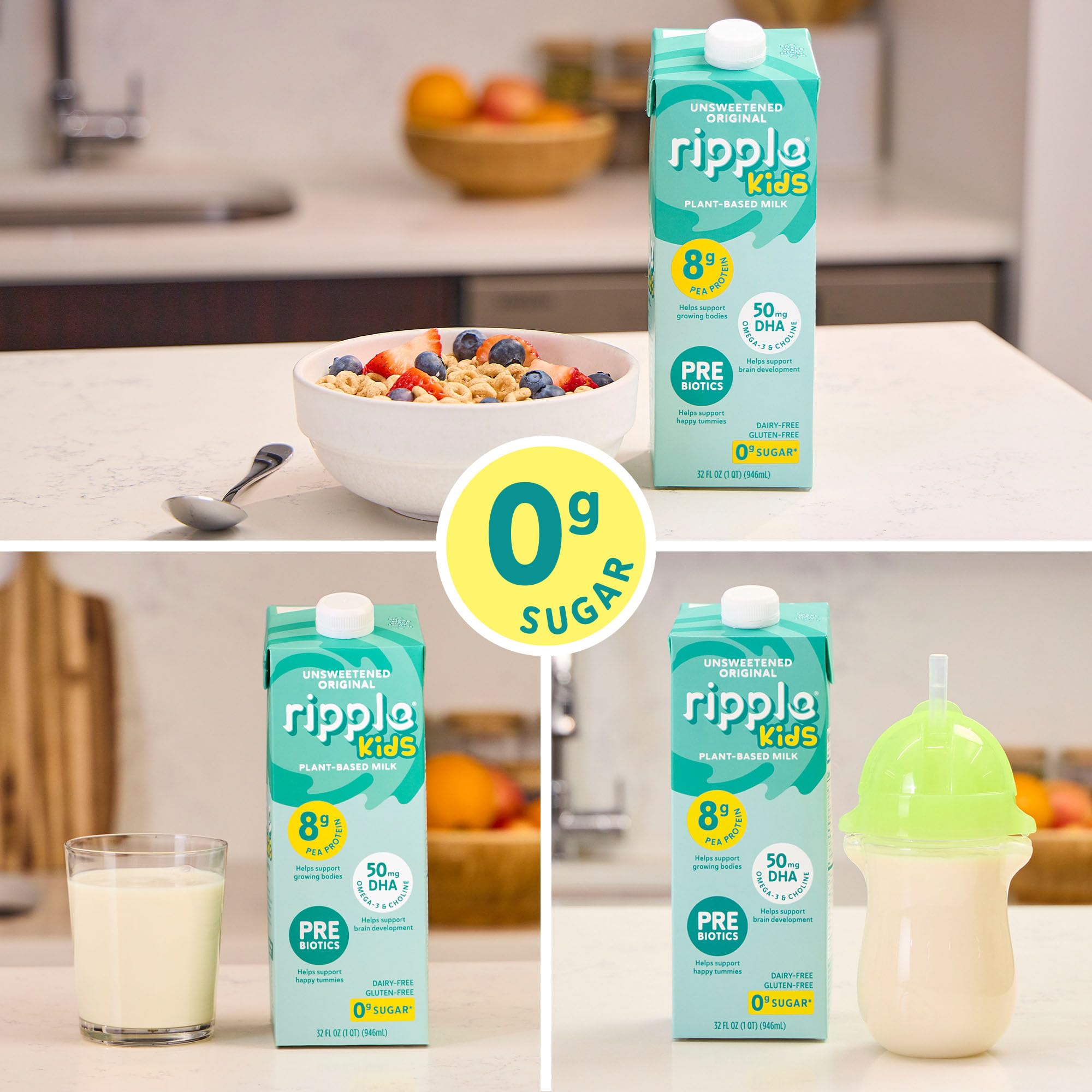 Opened Ripple carton in fridge showing proper storage after opening benefit