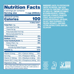 Ripple nutrition label close-up showing 8g protein and calcium content