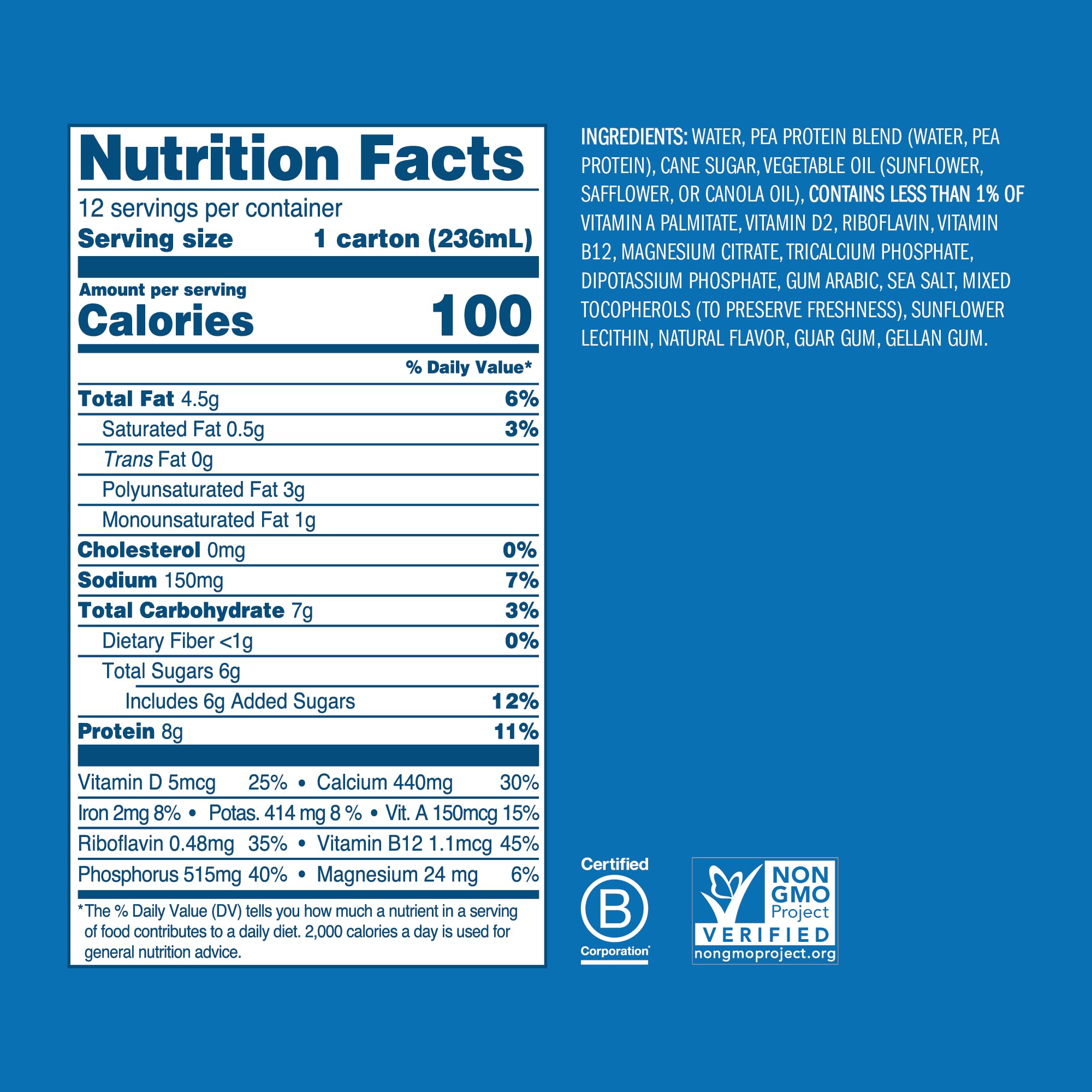 Ripple twelve 8 fl oz cartons packaged together showing shelf-stable supply benefit