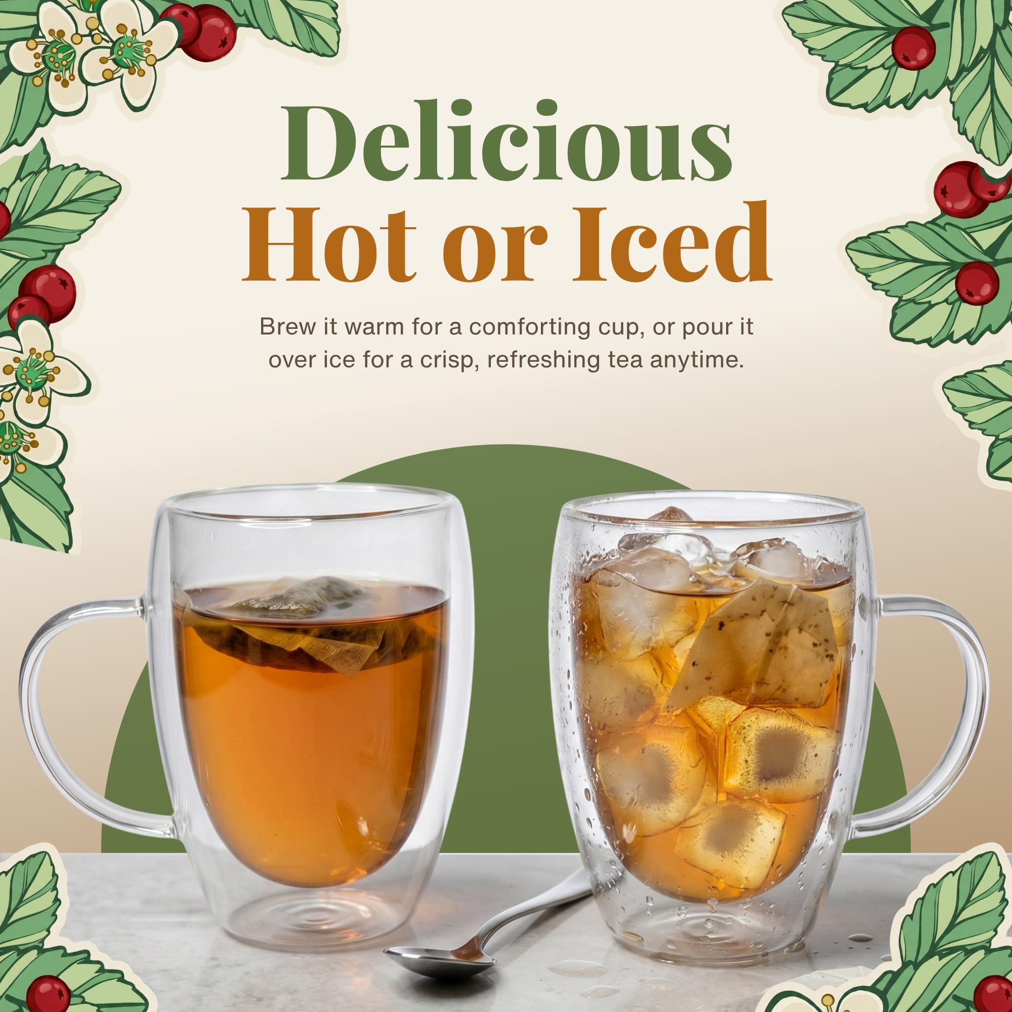 Rise Yaupon tea bag in hand to illustrate single-serve convenience and portability