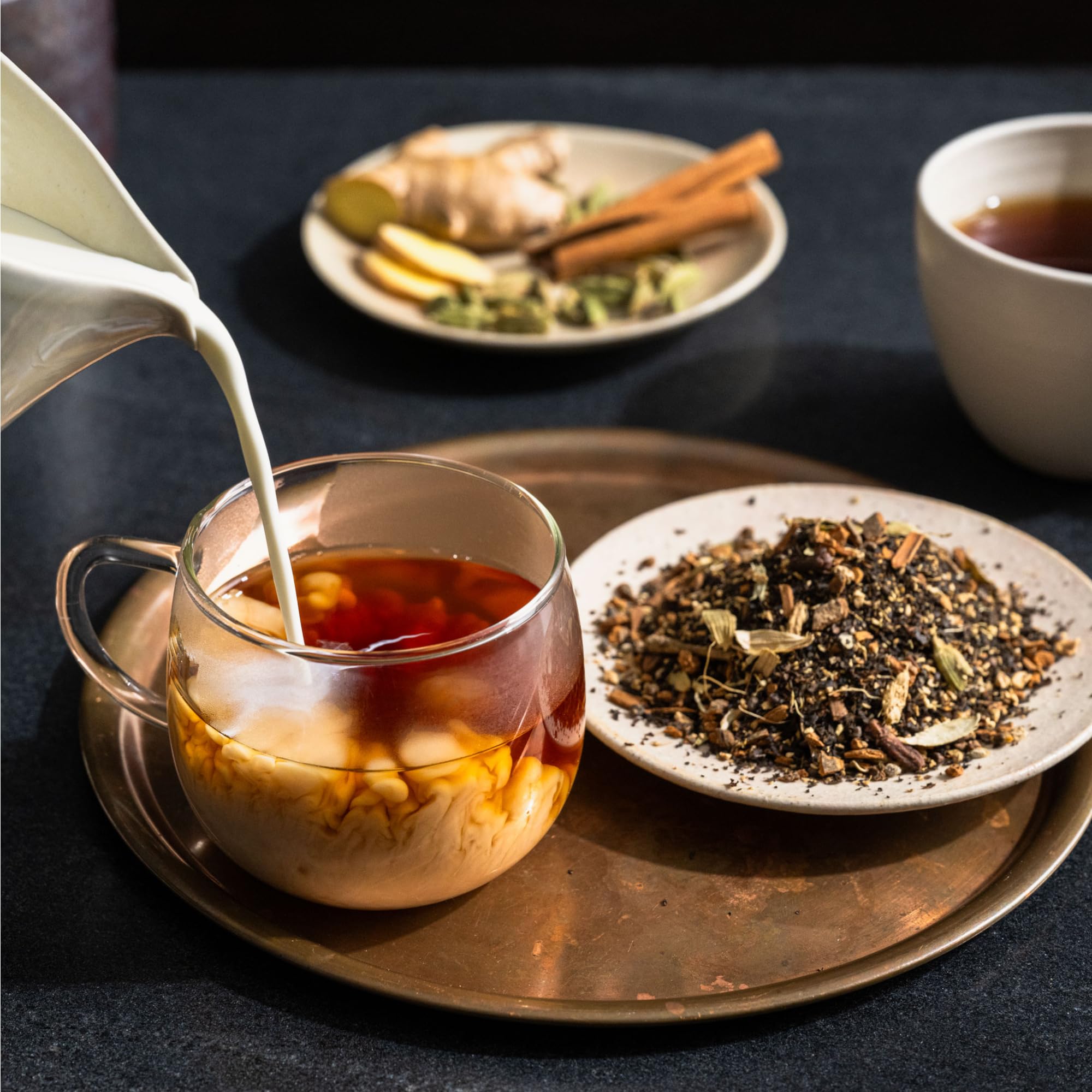 Rishi Tea sachet next to cup to show serving size and value