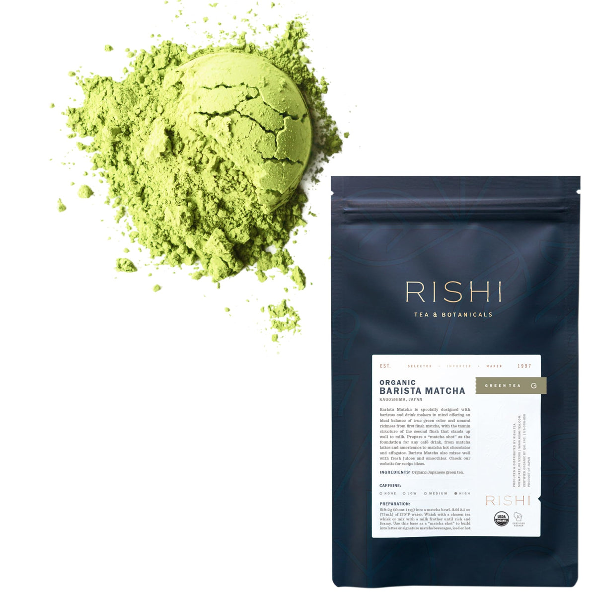 Rishi Tea front tin showing packaging and freshness benefit
