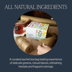 Rishi Tea sachet steeping in clear teacup showing flavorful infusion and easy brewing