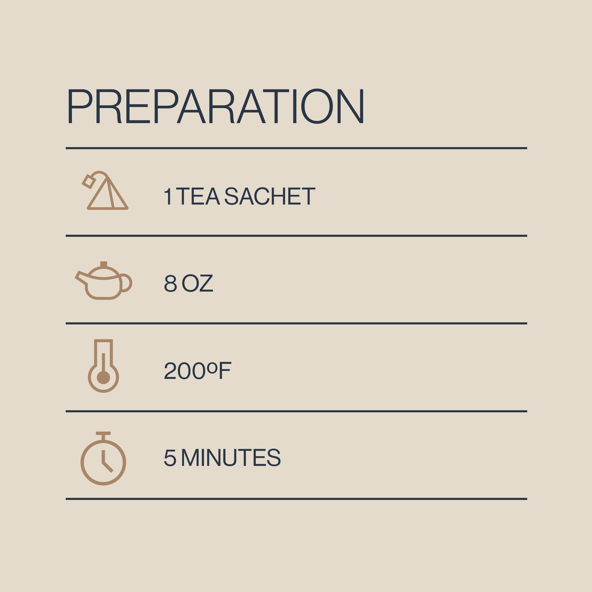 Rishi Tea sachet beside an 8 oz cup for scale to show portion size and easy single-cup brewing