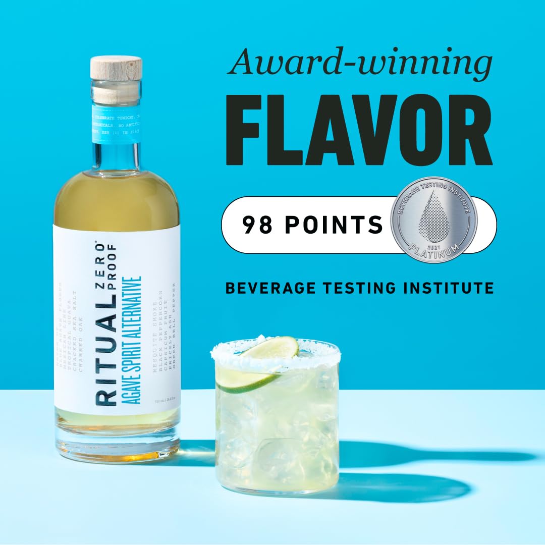 Ritual Zero-Proof bottle beside a ruler for scale, clarifies 750ml size