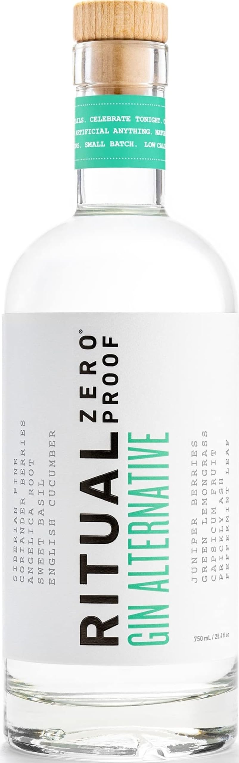 Ritual Zero-Proof front bottle view showing clean branding and cocktail-ready packaging benefit