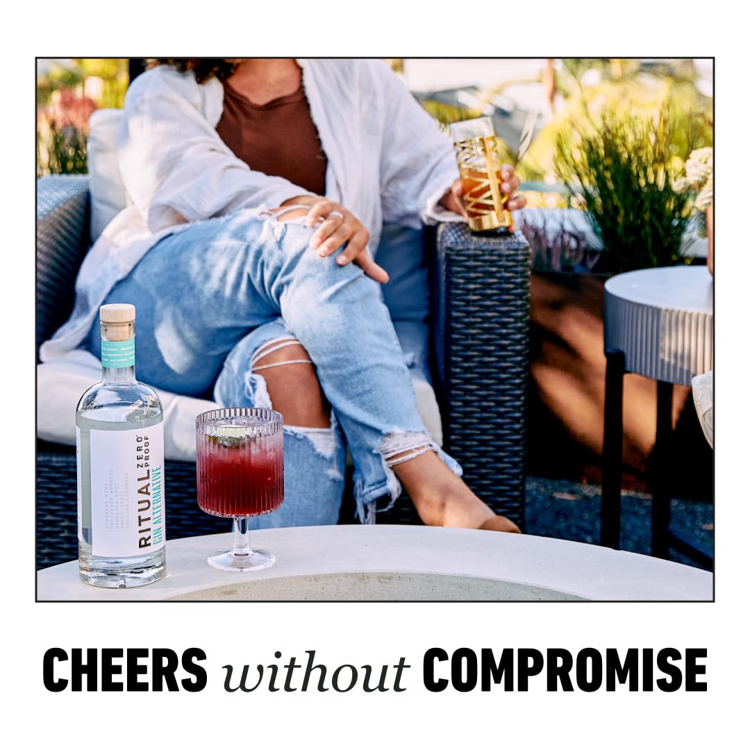 Ritual Zero-Proof served as a G&T in lifestyle setting showing social and sober enjoyment