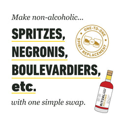 Ritual Zero-Proof being poured into a glass demonstrating mixability and clarity