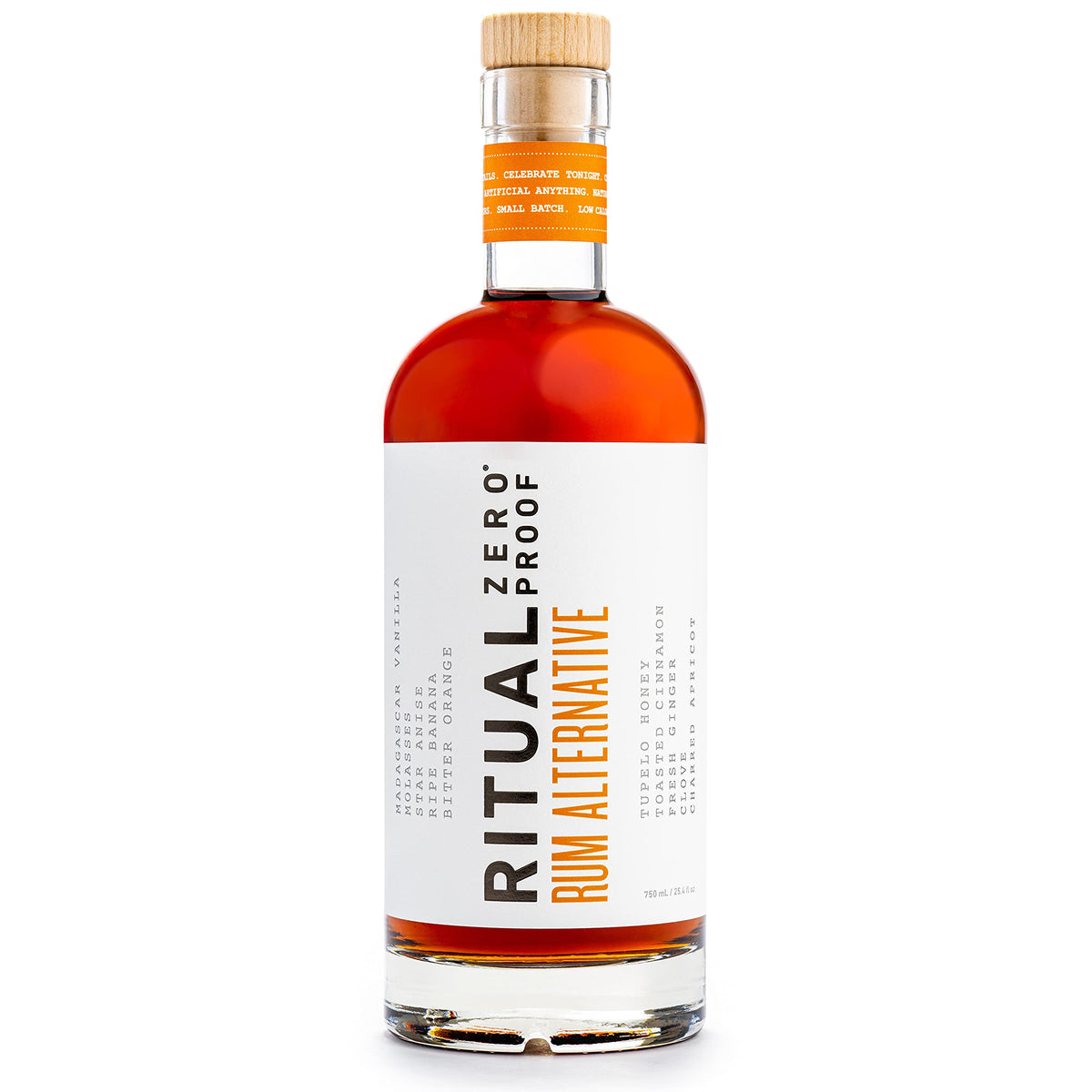 Ritual Zero-Proof front bottle shot showing sleek label and cocktail-ready look