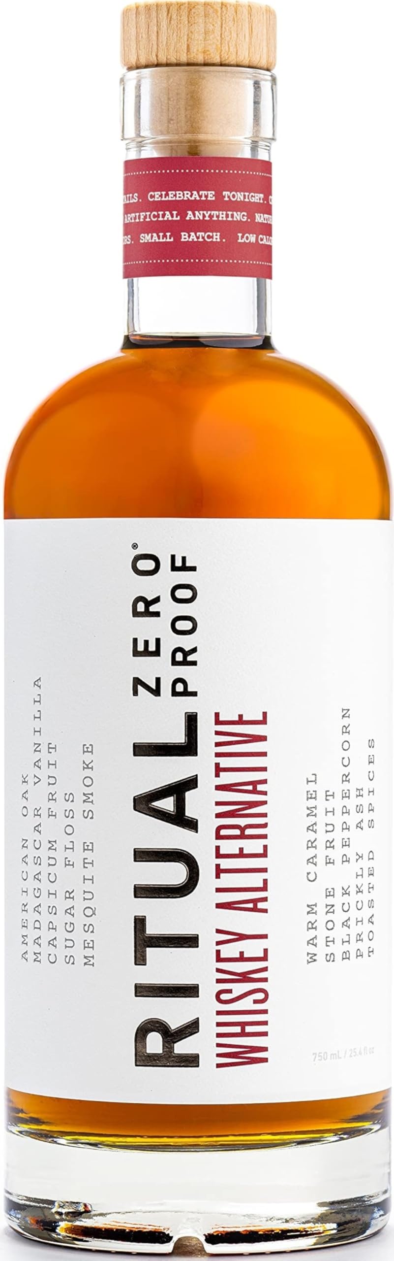 Ritual Zero-Proof front bottle view showing label and sustainable packaging benefit