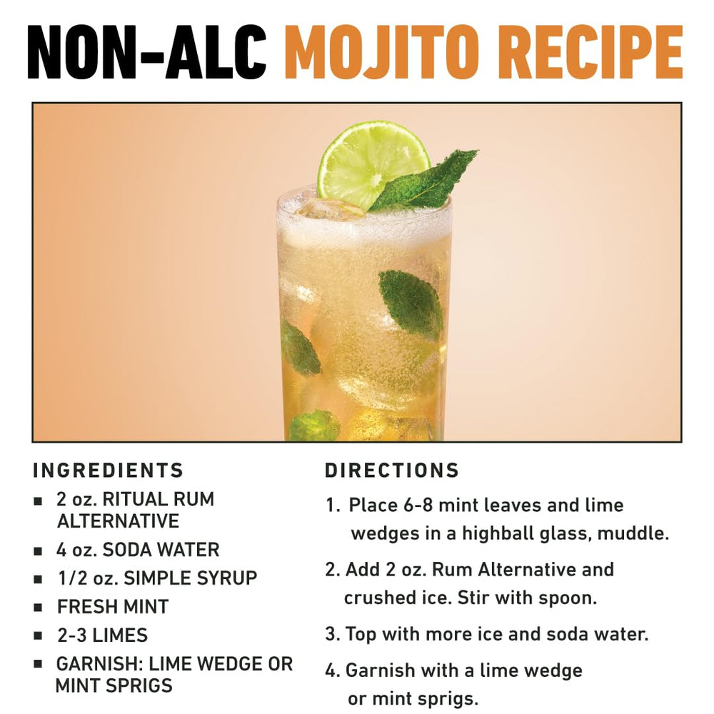 Ritual Zero-Proof bottle with limes and mint showing mixology pairing benefits