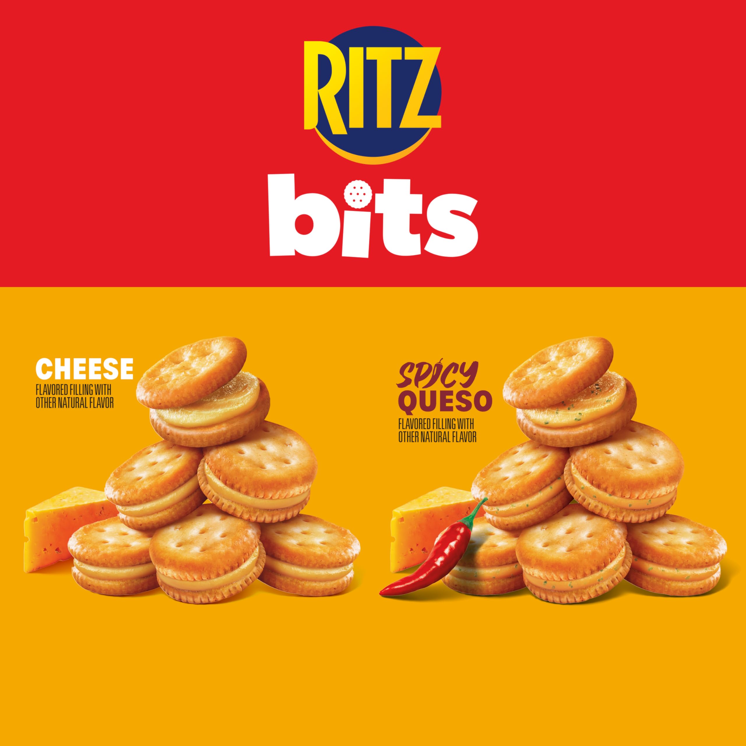 RITZ spicy queso fill close-up showing bold color and creamy center