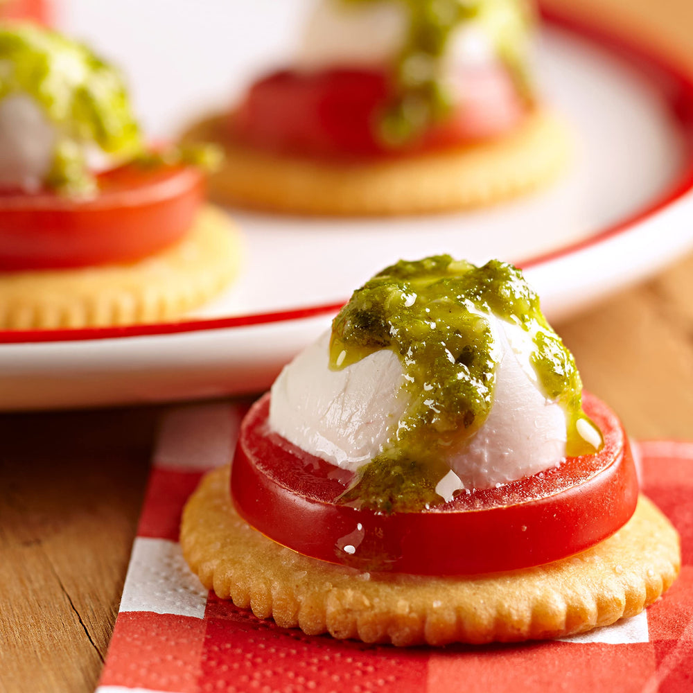 RITZ crackers arranged as party appetizers showing versatile serving ideas