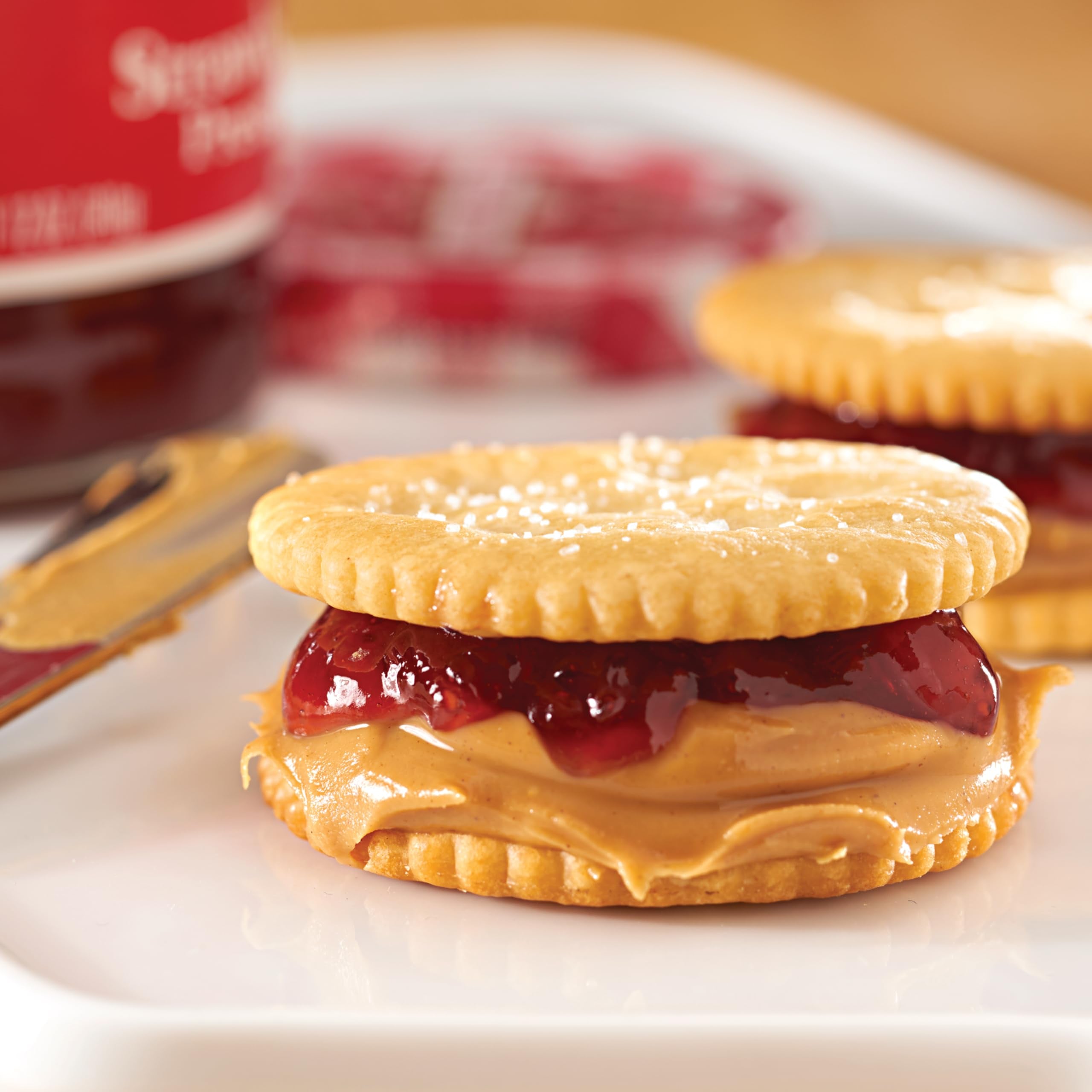 Ritz peanut butter and jelly sandwich-style snack demonstrating quick lunch option