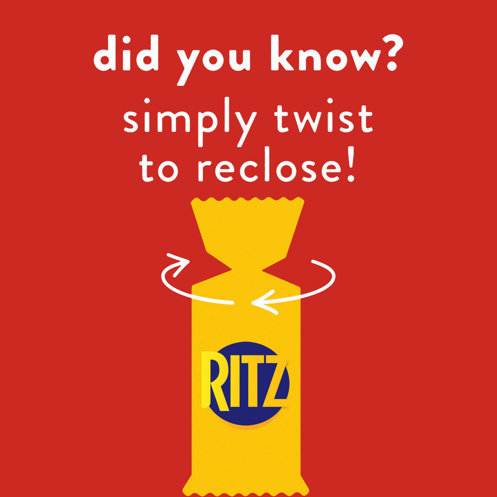 Ritz size comparison hand holding cracker showing portion scale and convenience