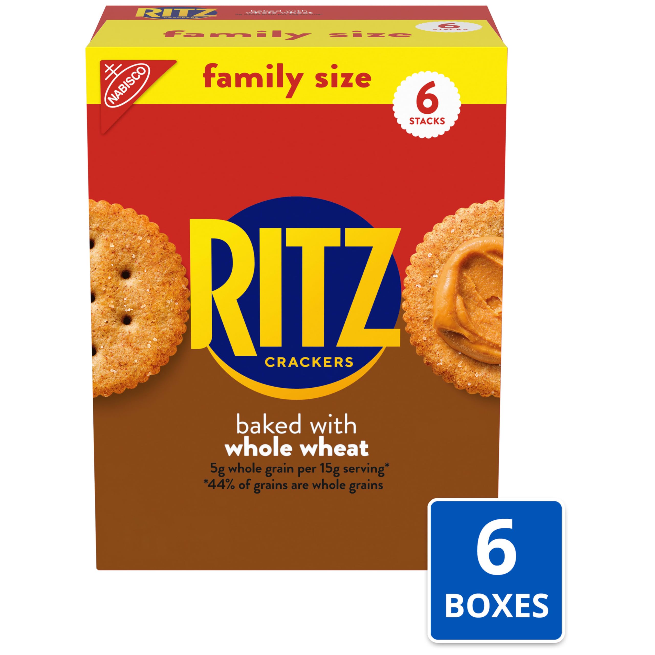 Close-up of RITZ whole wheat cracker texture showing whole grain flakes for hearty crunch