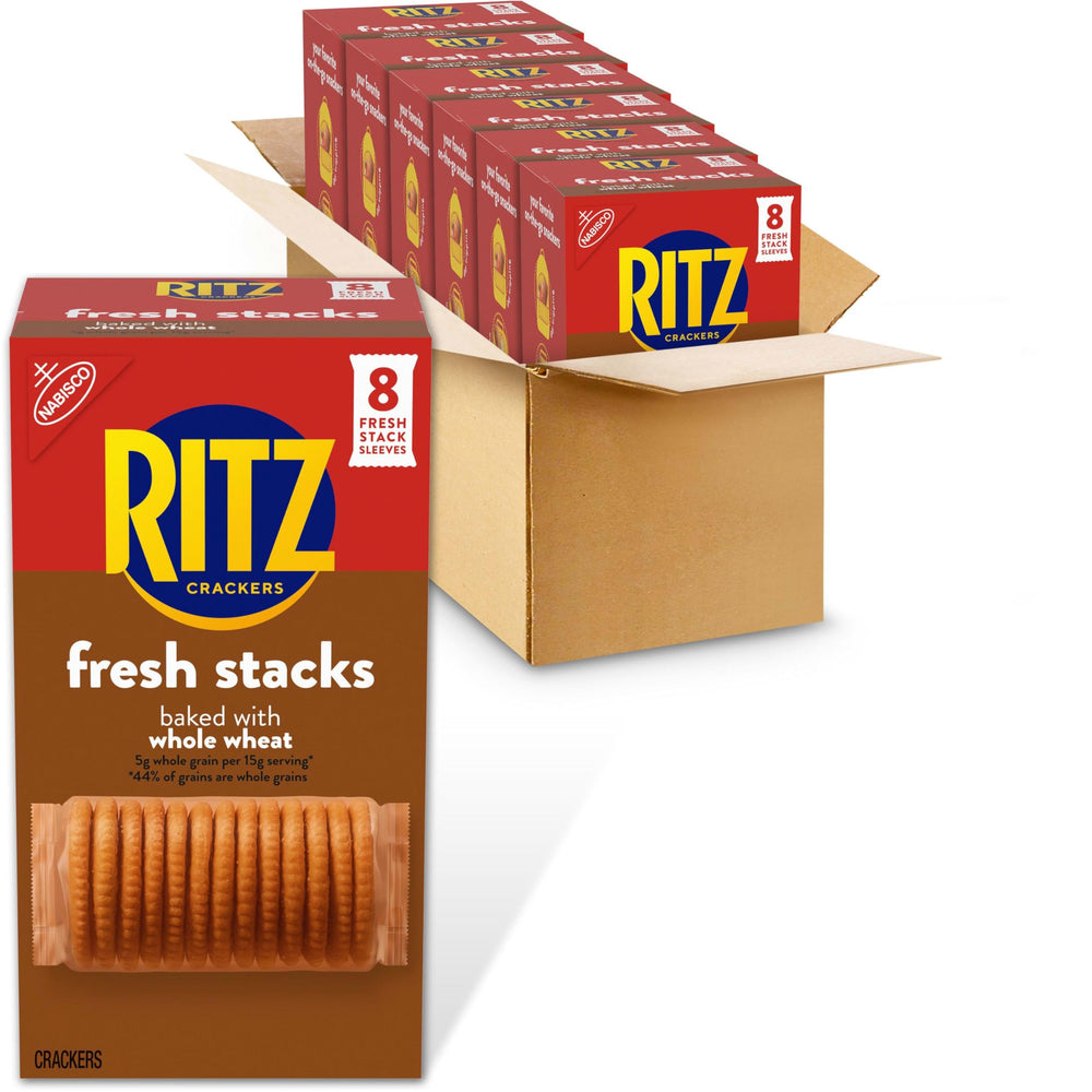 RITZ front box showing whole wheat Fresh Stacks and branding for pantry convenience