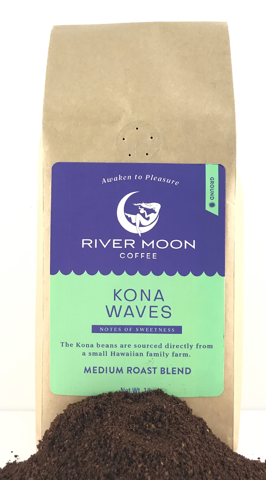 River Moon French press cup poured, showcasing full-bodied Kona enjoyment