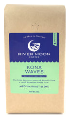 River Moon Coffee front packaging showing 2 lb bag and branding benefit freshness