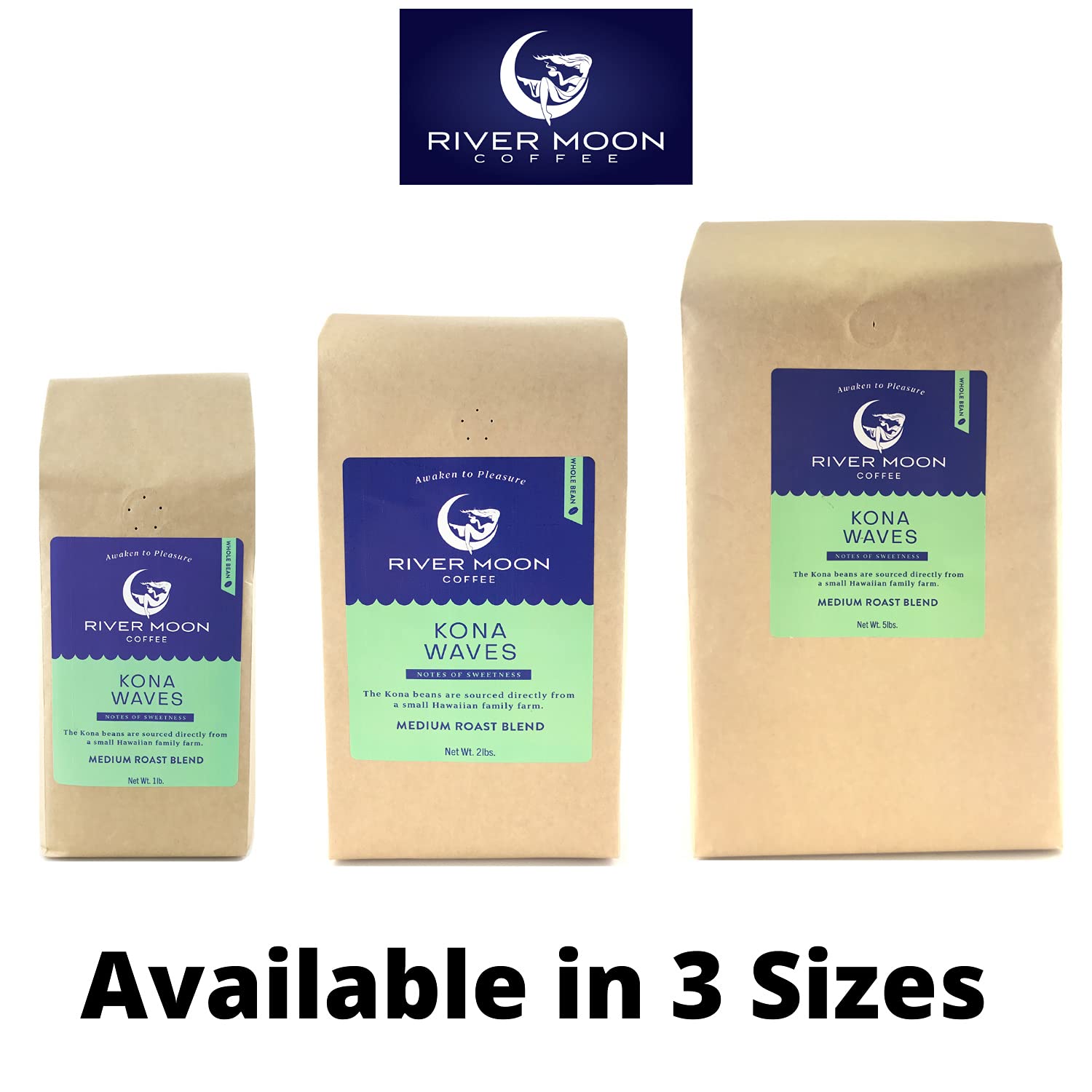 River Moon Coffee 2 lb bag next to ruler for size and portion planning benefit