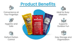 RiverBlue open packet being squeezed onto food for mess-free serving