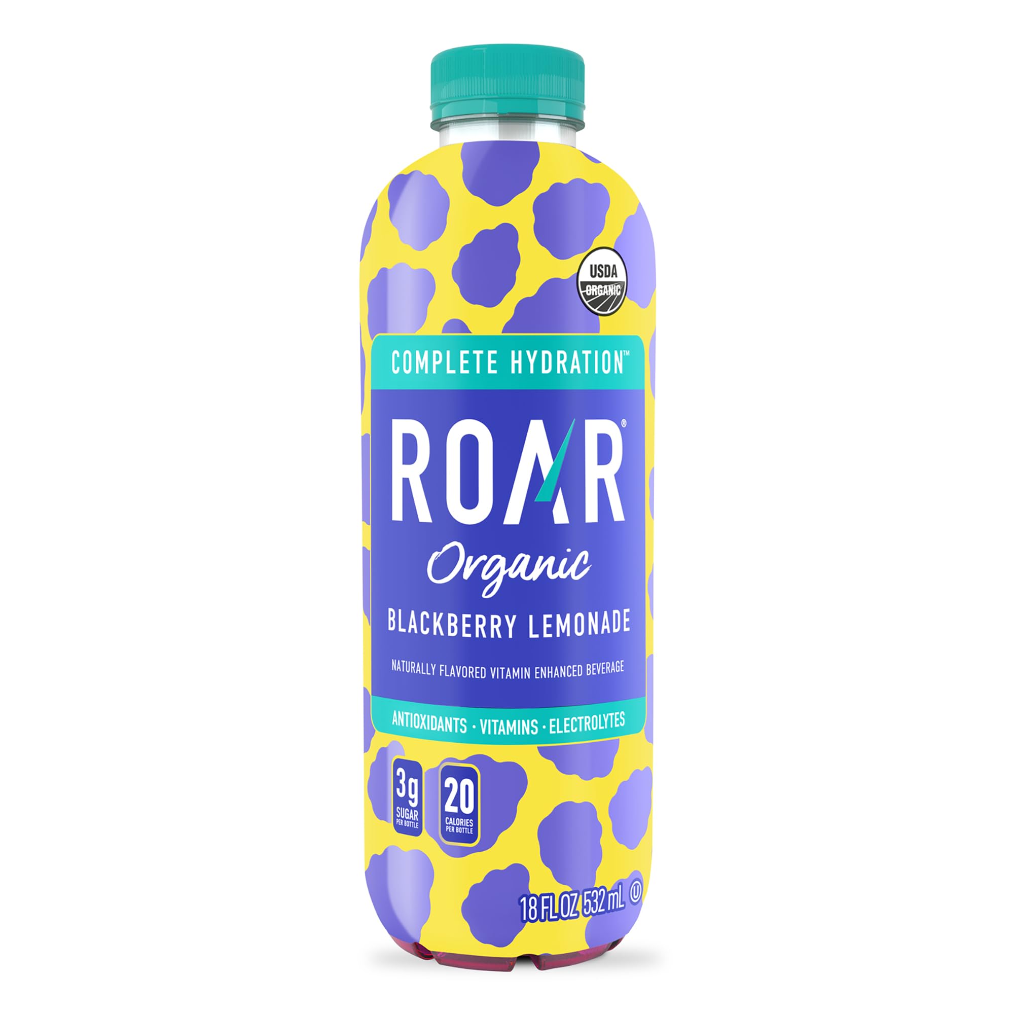 ROAR twelve-pack stacked on shelf, demonstrates pantry-ready convenience