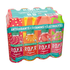 ROAR front packaging showing the 12-pack and flavor names for quick selection